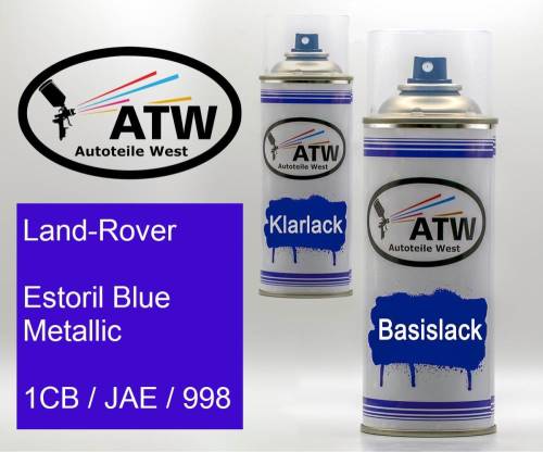 Land-Rover, Estoril Blue Metallic, 1CB / JAE / 998: 400ml Sprühdose + 400ml Klarlack - Set, von ATW Autoteile West.